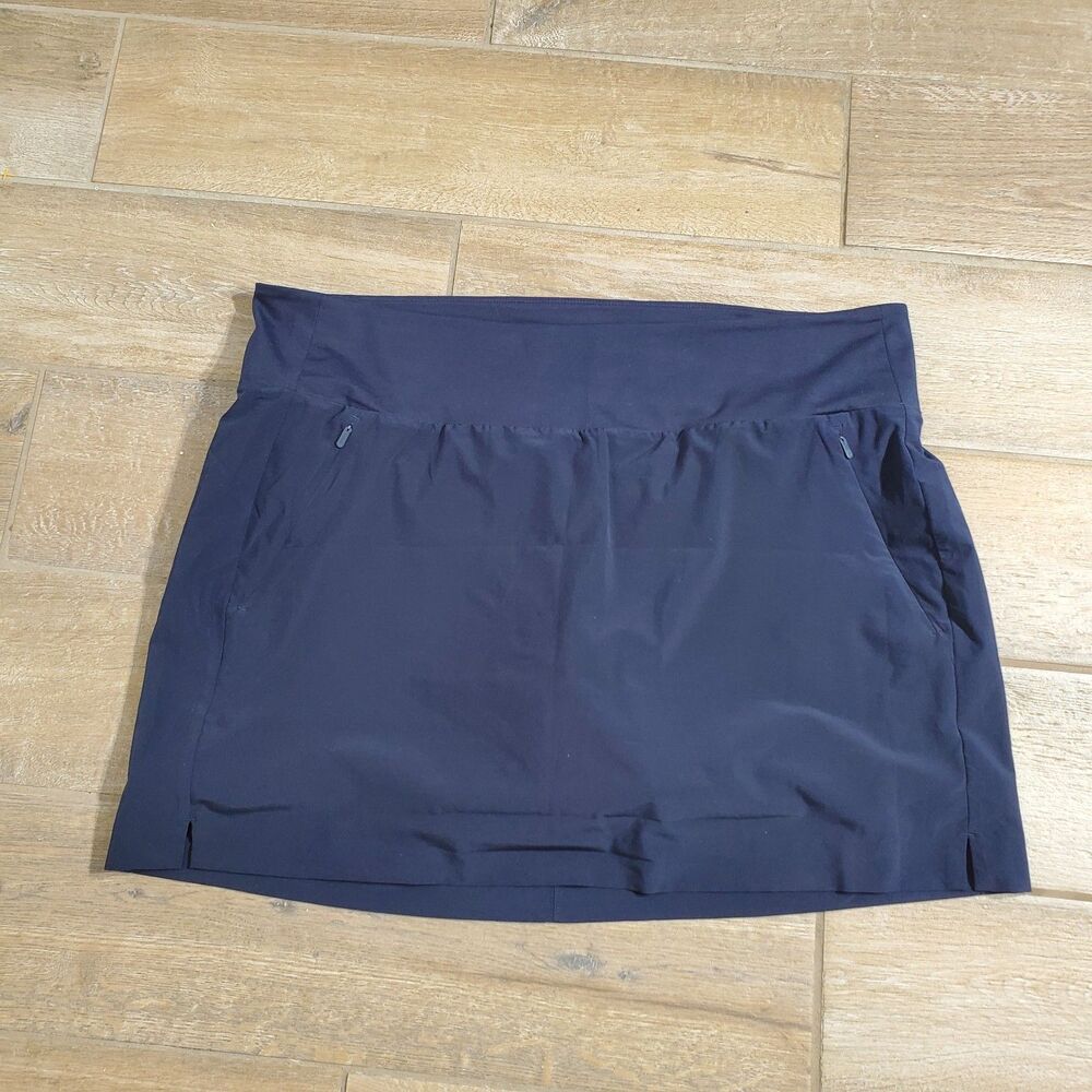 ATHLETA SKORT BLUE POLY/SPANDEX ELASTIC WAIST POCKETS STRETCH SIZE 18